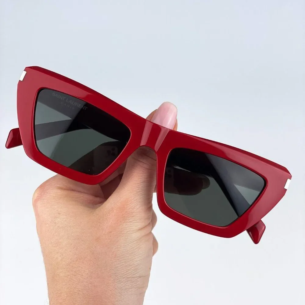 Saint Laurent SL467 003 Sunglasses Red Grey Cat Eye Women - Picture 4 of 14